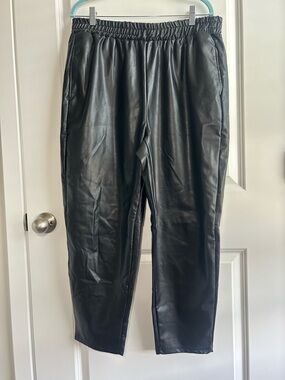 Fabletics Black Faux Leather Jogger Pants
